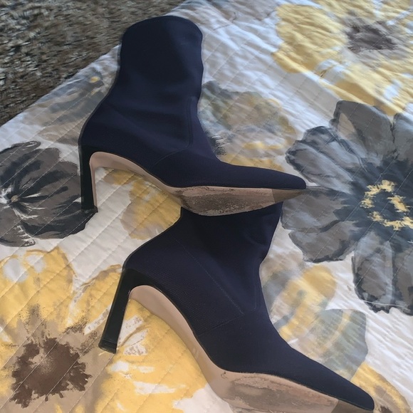 Stuart Weitzman Rapture navy blue sock booties 7.5 - Picture 3 of 15